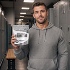 NoWhey Carnitine 400 Capsules held in gym locker room