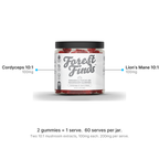 Two 10:1 mushroom extracts per two-gummy serve, 100mg each