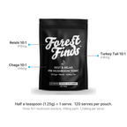 Three 10:1 mushroom extracts per half-teaspoon serve, 416mg each