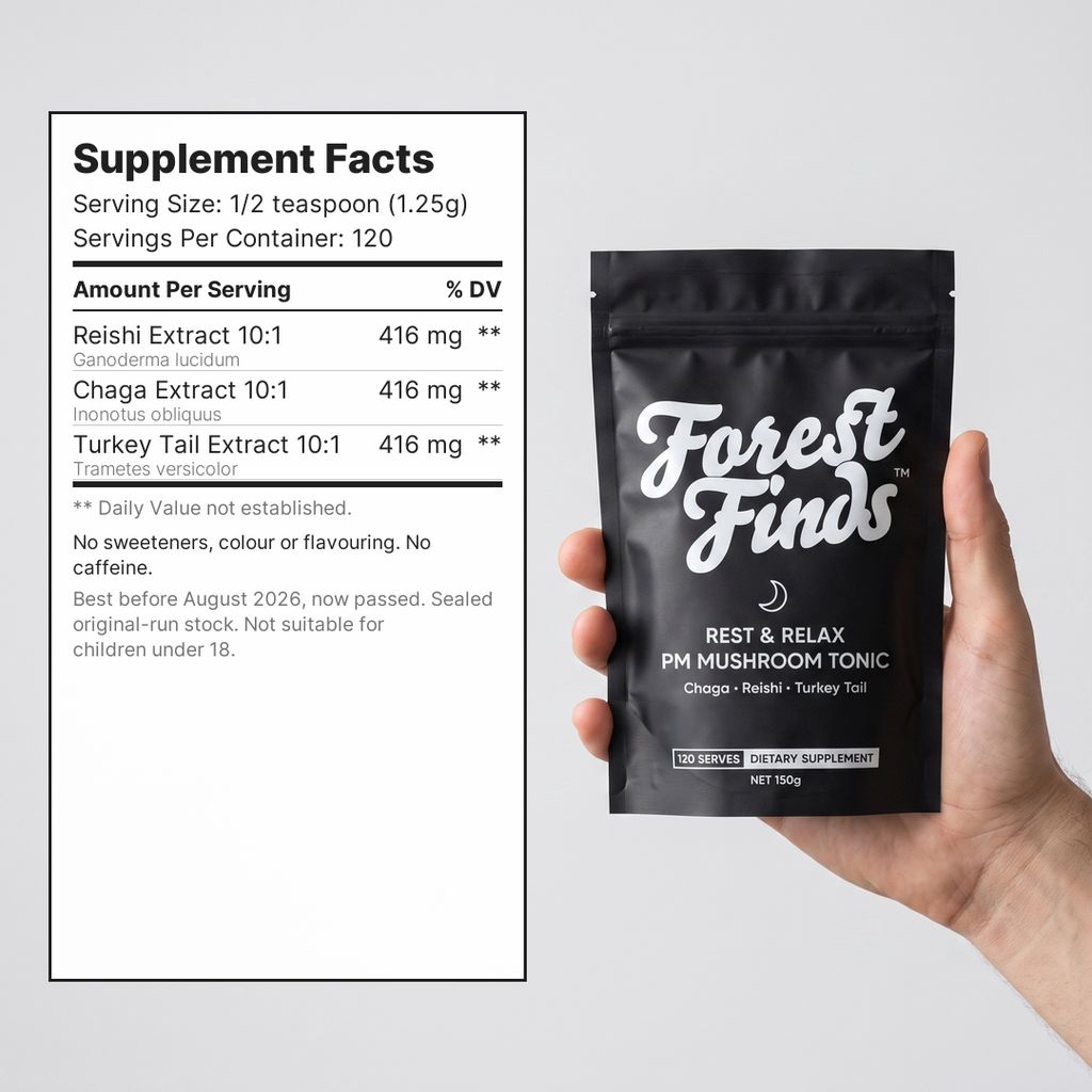 PM Mushroom Tonic 120 serve supplement facts panel