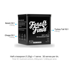 Three 10:1 mushroom extracts per half-teaspoon serve, 416mg each