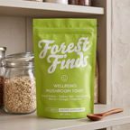 Wellbeing Mushroom Tonic pouch on a pantry shelf