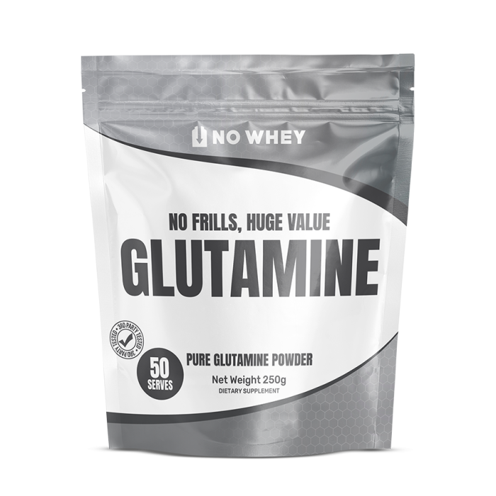 NoWhey Glutamine 250g - Pure Glutamine Powder, 50 serves