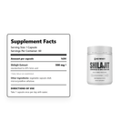 NoWhey Shilajit Supplement Facts: 500mg shilajit extract standardised to 40% fulvic acid per capsule, 60 servings, take 1 capsule daily with water